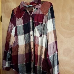 Bottom down plaid shirt